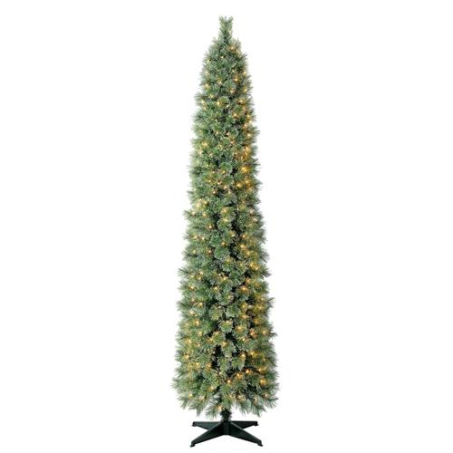 Holiday Time Prelit 300 Clear Incandescent Lights, Shelton Pencil Fir Artificial Christmas Tree, 7'