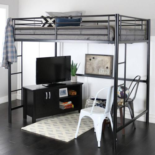 Manor Park Full Size Premium Metal Loft Bed, Black