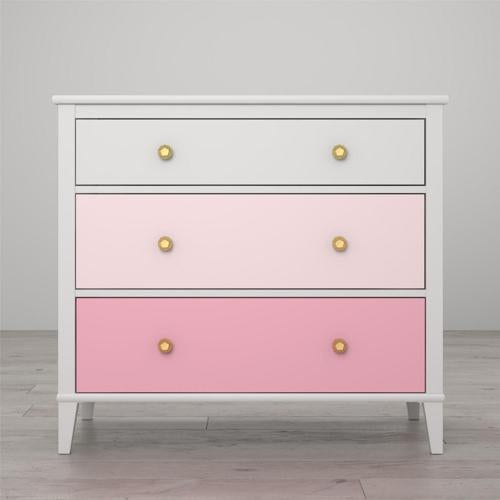 Little Seeds Monarch Hill Poppy White 3 Drawer Dresser, Pink Drawers