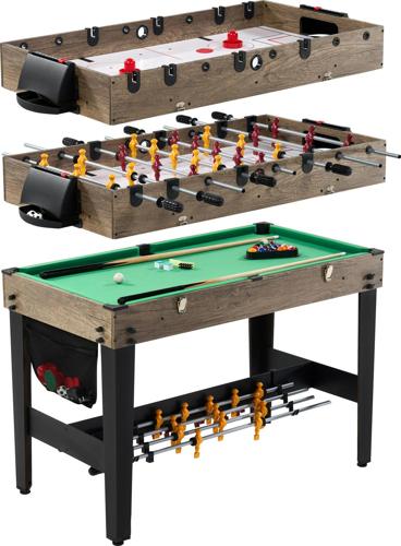MD Sports 48 Inch 3-in-1 Combo Game Table, Air Powered Hockey, Foosball and Billiards, Green
