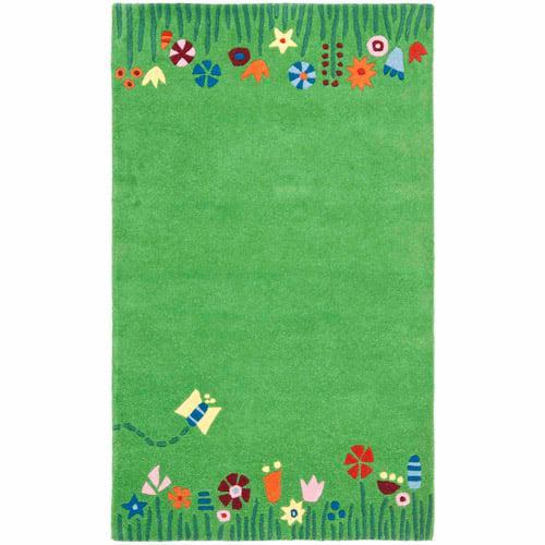 SAFAVIEH Kids Topher Play Grass Area Rug, Green/Multi, 4'*4' Round