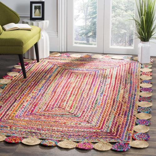 SAFAVIEH Cape Cod Kyle Braided Area Rug, Red/Multi, 5'*8'