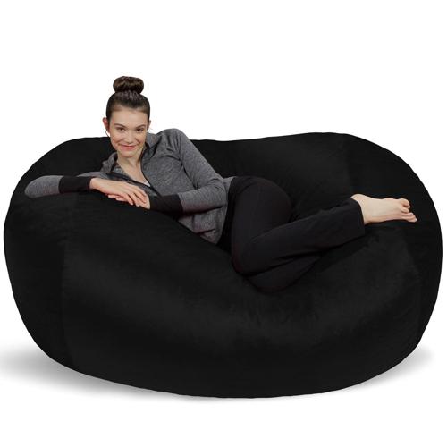 Sofa Sack Bean Bag Chair, Memory Foam Lounger with Microsuede Cover, All Ages, 6 ft, Black