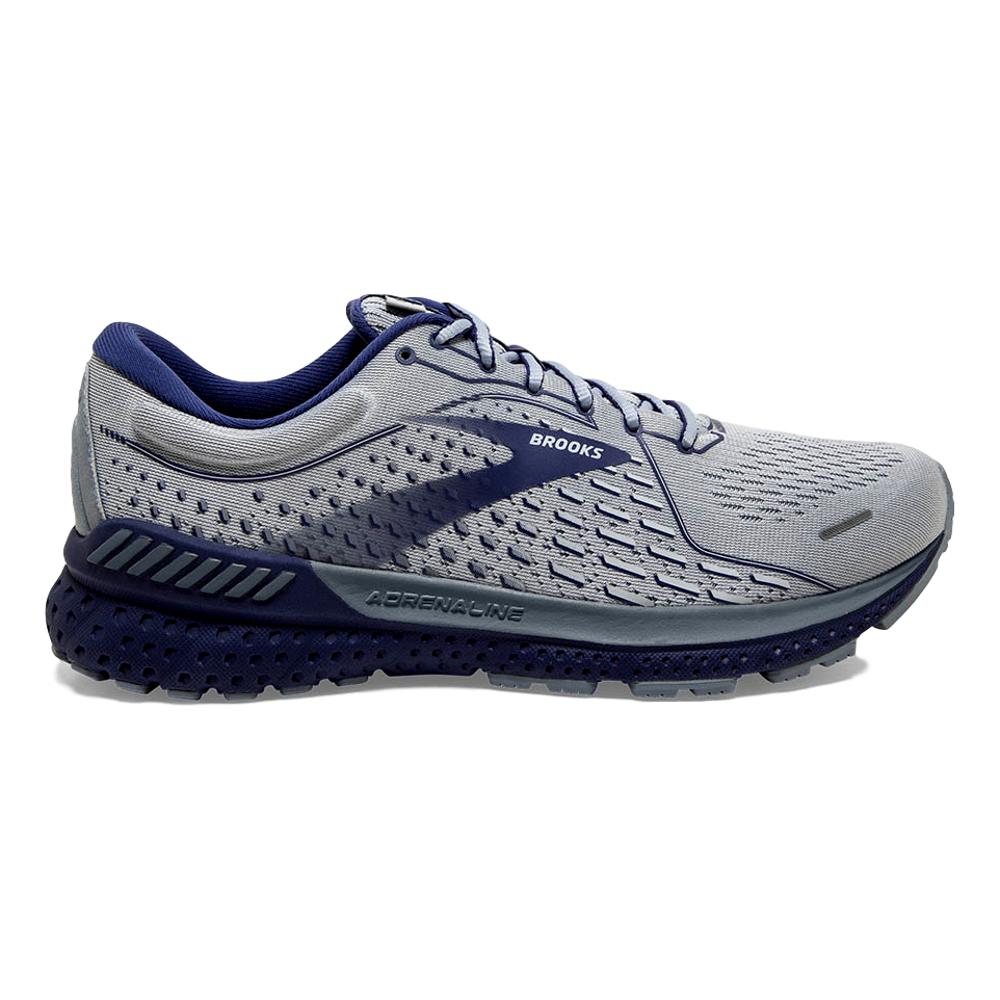 Men's Brooks Adrenaline GTS 21, Grey/Tradewinds/Deep Cobalt, 8.5 2E Wide