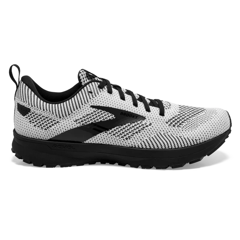 Men's Brooks Revel 5, White/Black, 13 D Medium