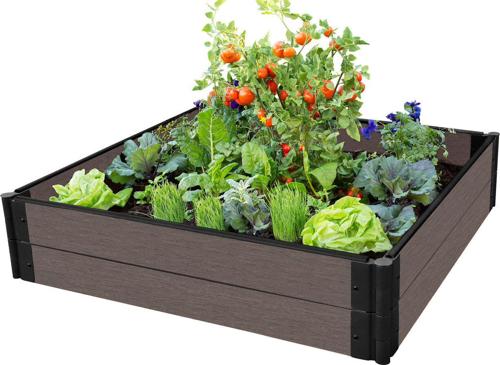 Frame It All Tool-Free Weathered Wood Raised Garden Bed 4'*4'*11 - 1 profile