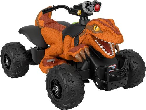 Power Wheels Jurassic World Dino Racer, Orange 12V Ride On ATV for Kids ages 3 and up