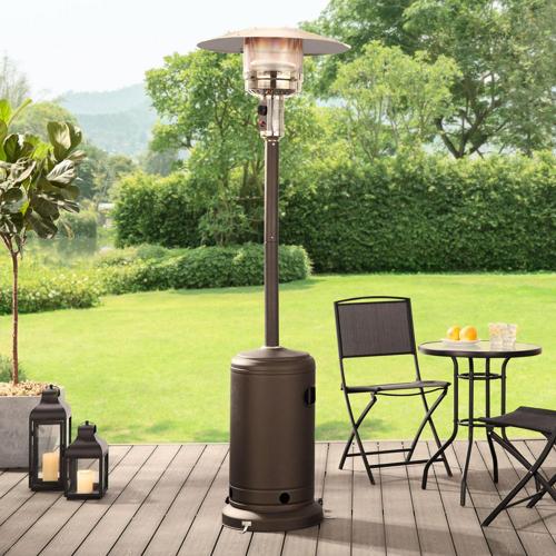 Mainstays 48,000 BTU Propane Gas Outdoor Freestanding Patio Heater , Mocha Powder Coat Finish