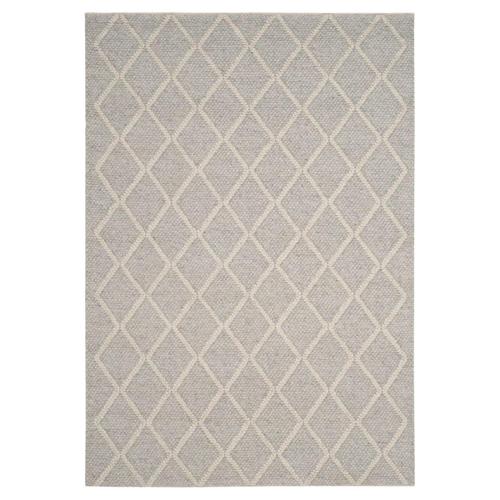 SAFAVIEH Natura Tracery Geometric Diamonds Wool Area Rug, Silver/Ivory, 4'*6'
