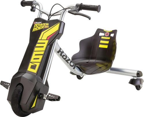 Razor Power Rider 360 Electric Tricycle - Yellow / Black, up to 9 mph, Moto-Style Trike, Welded Steel Fork, 12V Powered Ride-On for Ages 8 and Up, Unisex