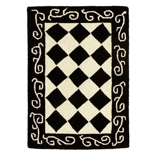 SAFAVIEH Chelsea Marilou Checkered Wool Area Rug, Black/Ivory, 1'8*2'6