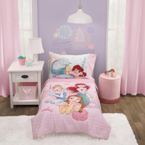 Disney Princess 4-Piece Toddler Bedding Set, Always Be Bold, Pink, Toddler Bed