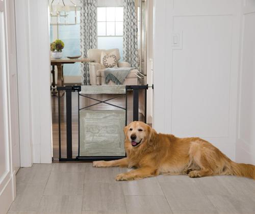 Safety 1Ecau Easy Install Modern Farmhouse Gate, Grey