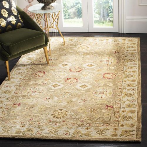 SAFAVIEH Antiquity Lorraine Floral Bordered Wool Area Rug, Brown/Beige, 4'*6'