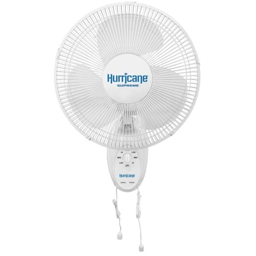 Hurricane Supreme 12 Inch Oscillating Wall Mount Fan, White