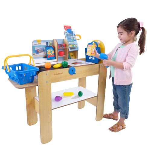 KidKraft Wooden Grocery Store Self-Checkout Center with 30 Accessories