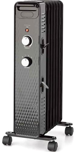 Mainstays 1500W Mechanical Oil Filled Electric Radiator Heater, WSH07O2ABB, Black