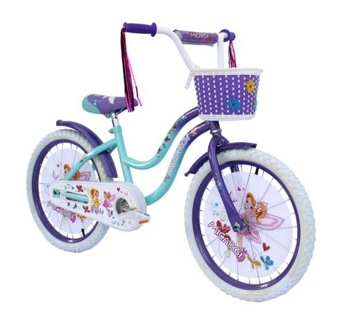 USToyOutlet 20 In. Cruiser Steel Frame Bicycle Coaster Brake One Piece Crank, White Full cover Chain Guard, Purple Baskets, Fenders and Rims, White Tire Kid's Bike - Purple/Baby Blue