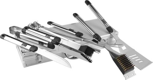 PitMaster King 16pc Heavy Duty Stainless Steel BBQ Tool Set for Grilling and Outdoor Cooking with Aluminum Carrying Case