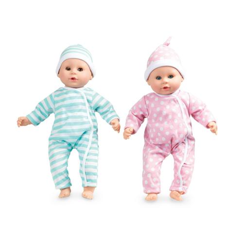Melissa and Doug Mine to Love Twins Luke and Lucy 15a Light Skin-Tone Boy and Girl Baby Dolls with Rompers, Caps, Pacifiers
