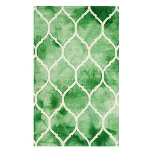 SAFAVIEH Dip Dye Christabella Overdyed Geometric Area Rug, Green/Ivory, 2'*3'