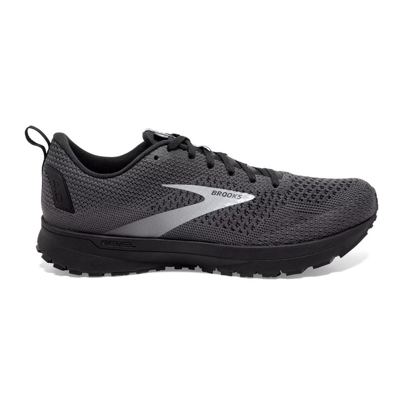 Men's Brooks Revel 4, Ebony/Black/Grey, 8.5 D Medium
