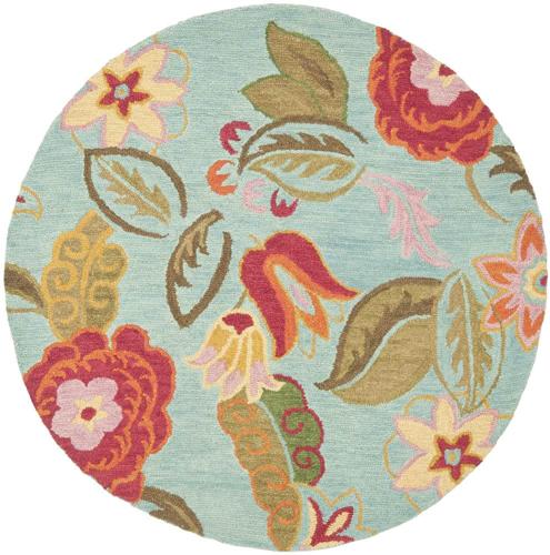 SAFAVIEH Blossom Mia Floral Wool Area Rug, Blue/Multi, 4'*4' Round