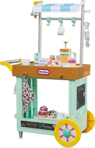 Little TikesA 2-in-1 CafA(C) Cart Pretend Food Cooking Toy Role Play Kitchen Playset for Multiple Kids and Toddlers