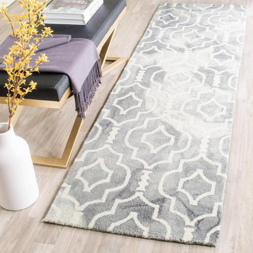 SAFAVIEH Dip Dye Lairos Overdyed Geometric Runner Rug, Grey/Ivory, 2'3*10'