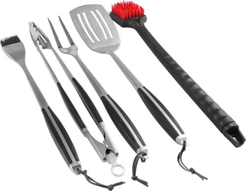 PitMaster King BBQ Grill and Clean 5pc Premium Tools Set with Spatula, Tong, Basting Brush, BBQ Fork and Grill Brush