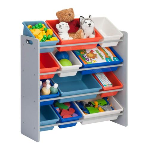 Honey Can Do Kids Toy Organizer With 12 Storage Bins, Gray