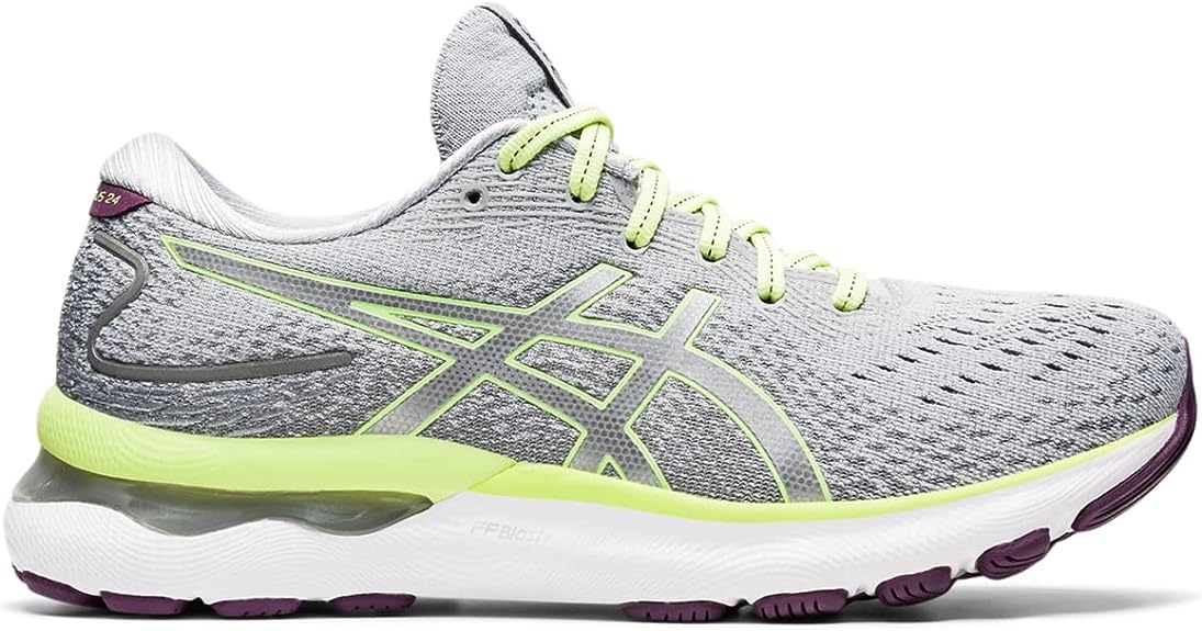 Women's Asics Gel-Nimbus 24, Piedmont Grey/Lime Green, 9.5 B Medium