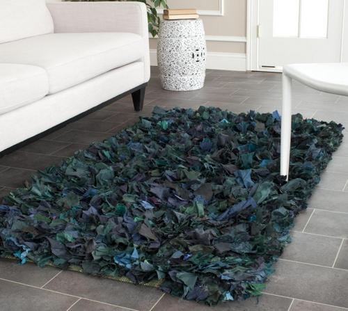 SAFAVIEH Rio Cassandra Confetti Polyester Shag Area Rug, Green/Multi, 4'*6'
