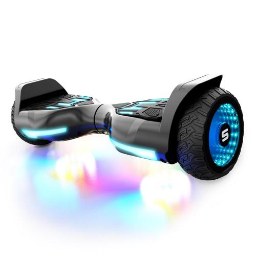 Swagtron Warrior T580 Hoverboard 220 Lbs Black Music-Synced Bluetooth LED Lights 7.5 Mph LiFePo Battery UL-Compliant