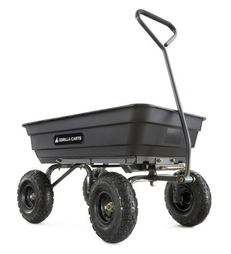 Gorilla Carts GOR4PS 600-lb. Poly Garden Dump Cart with 10 Tires