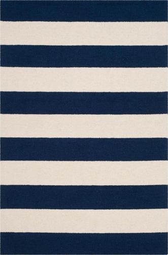 SAFAVIEH Kids Rugby Striped Wool Area Rug, Navy/Ivory, 3'*5'