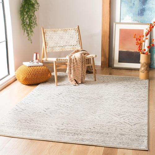 SAFAVIEH Tulum Merletta Moroccan Geometric Area Rug, Ivory/Grey, 5'3*7'6