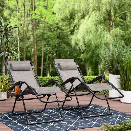 Mainstays Outdoor Zero Gravity Chair Lounger, 2 Pack - Grey