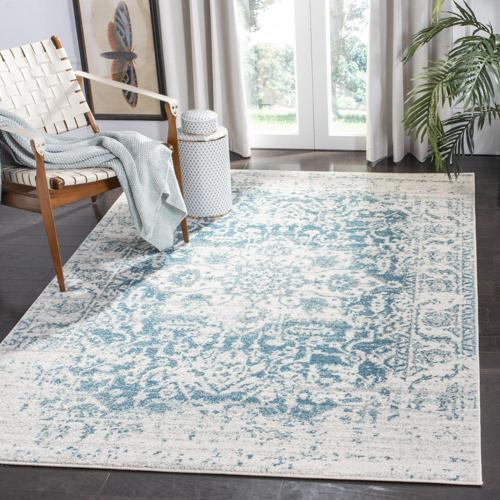 SAFAVIEH Madison Katina Traditional Area Rug, Teal/Ivory, 4'*6'