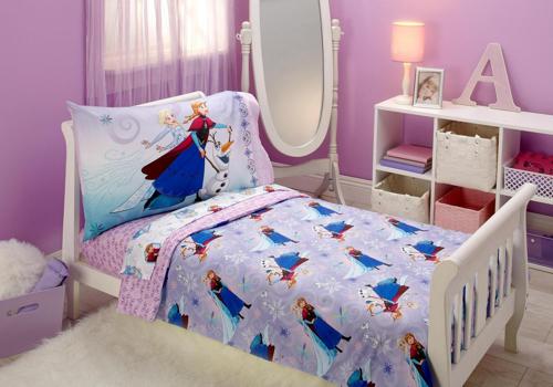 Disney Frozen 4-Piece Unleash the Magic Toddler Bedding Set, Toddler Bed, Purple