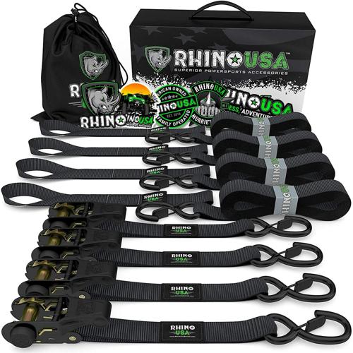 Rhino USA 1 x 15' Ratchet Tie-Down Set, 4 Pack
