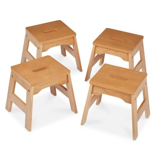 Melissa and Doug Wooden Stools a Set of 4 Stackable, Portable 11-Inch-Tall Stools (Natural)