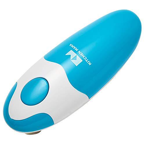 Kitchen Mama Electric Can Opener: Open Your Cans with A Simple Push of Button - No Sharp Edge, Food-Safe and Battery Operated Handheld Can Opener(Sky Blue)