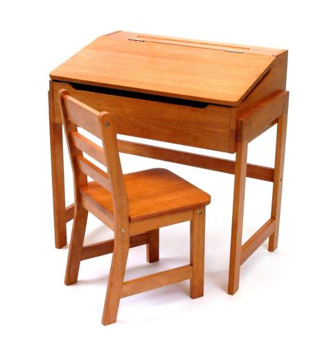 Lipper 564P Slanted Top Desk and Chair Pecan
