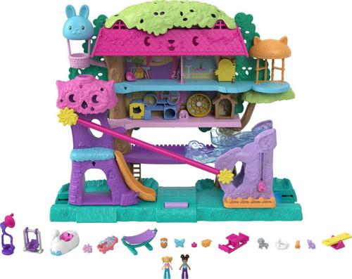 Polly Pocket Pet Adventure Treehouse, 15+ Play Pieces (2 Dolls), 4 and Up