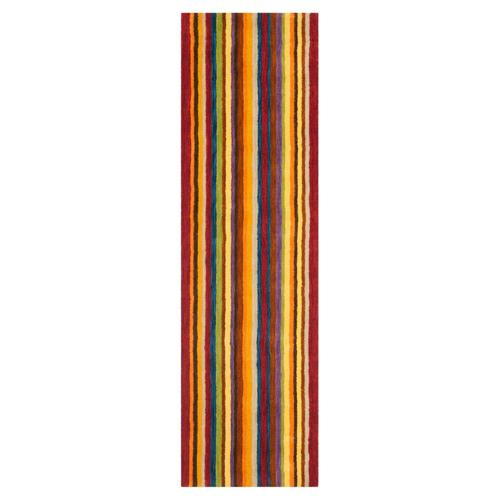 SAFAVIEH Himalaya Sorrel Colorful Stripes Wool Runner Rug, Red/Multi, 2'3*8'