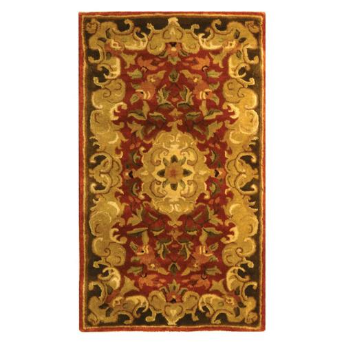 SAFAVIEH Classic Chedomir Floral Wool Area Rug, Rust/Green, 7'6*9'6