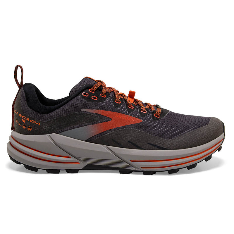 Men's Brooks Cascadia 16 GTX, Black/Ebony/Cinnabar, 13 D Medium