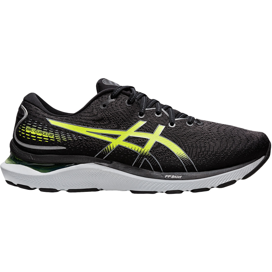 Men's Asics Gel-Cumulus 24, Black/Hazard Green, 12.5 D Medium