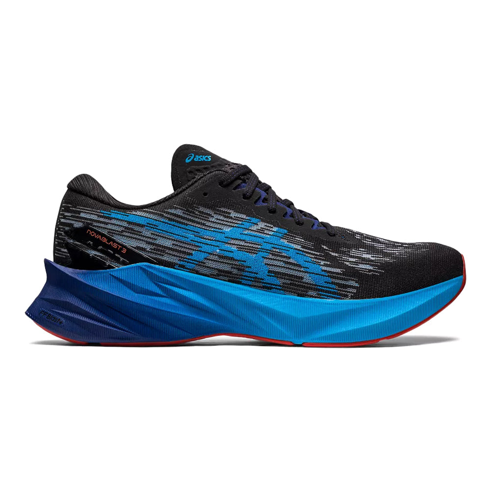 Men's Asics Novablast 3, Black/Island Blue, 13 D Medium